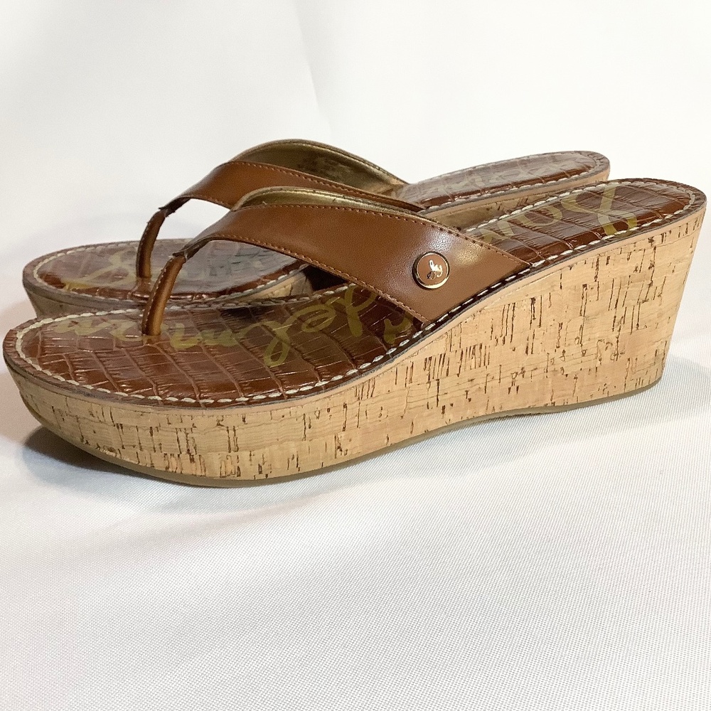 COPY - Women’s Size 9.5 Sam Edelman Brown Cork Wedge Thong Sandals